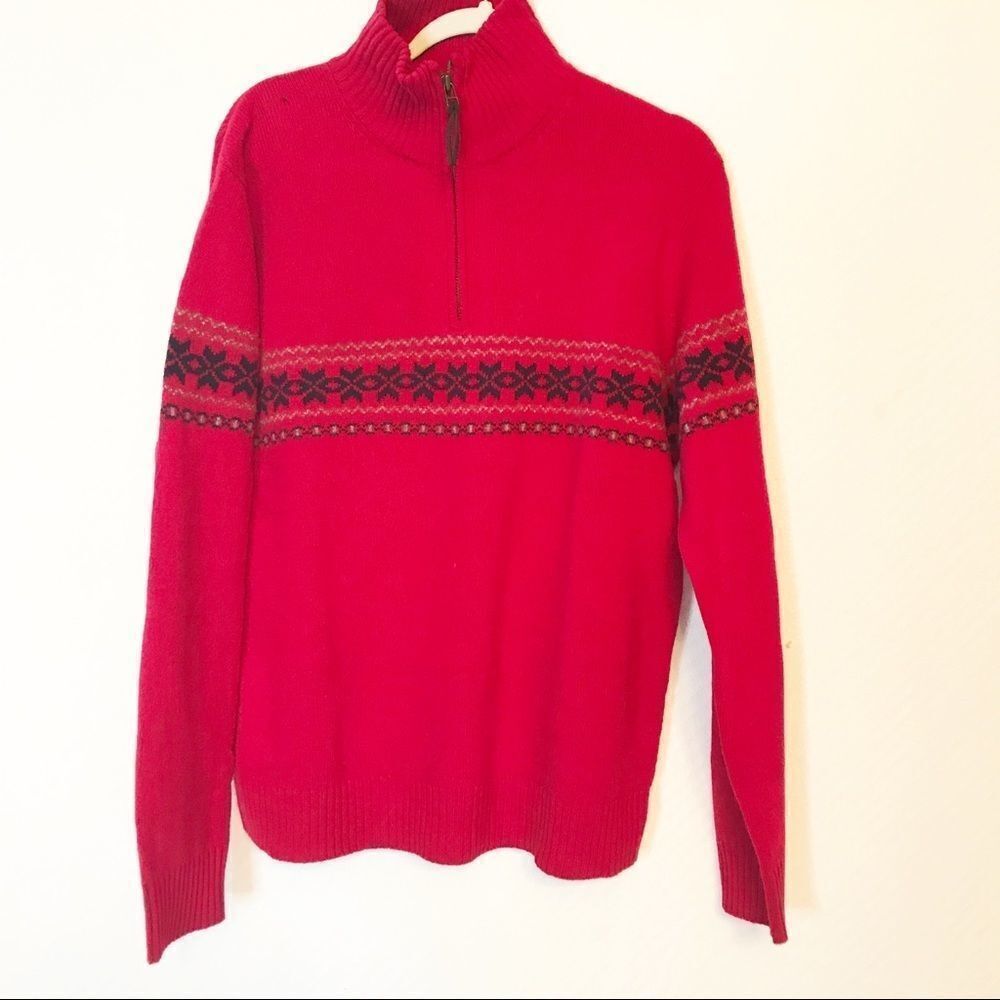 J. Crew lambs wool 1/4 zip sweater in red